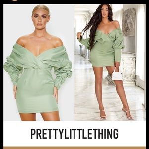 COPY - PrettyLittleThing Off The Shoulder Ruched Bodycon Dress
